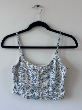 Altar'd State Blue and White Floral Cropped Cami